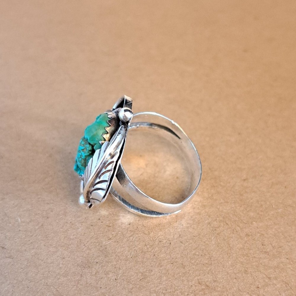 Vintage Navajo Signed Susie Benally Sterling Silver 925 Turquoise Ring Size 6.25 - Picture 7 of 8